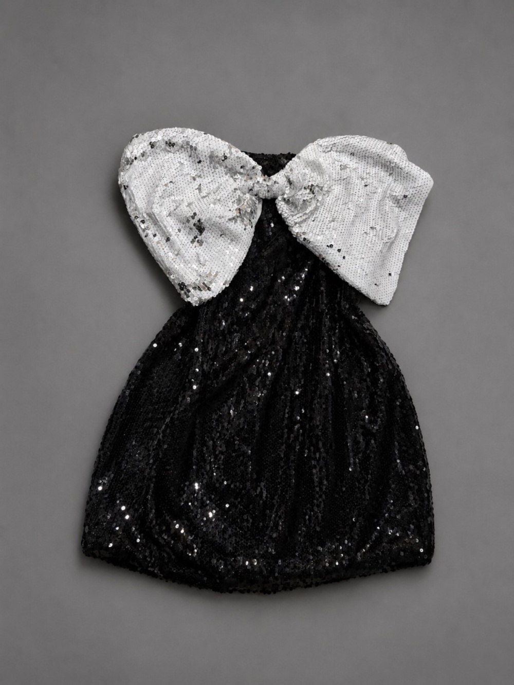 Nasty Gal Black & Silver Sequin Bow Mini Dress Size 2